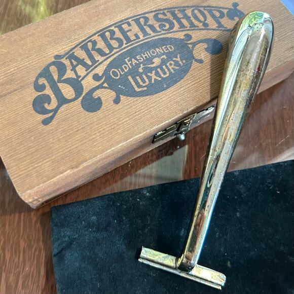 Vintage Franklin Toiletry Co. Barbershop Luxury Razor in Original Wooden Box - Picture 10 of 11